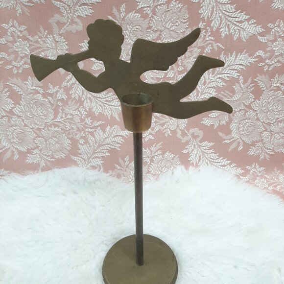 Vintage Brass Cherubs Candlesticks - Picture 5 of 8